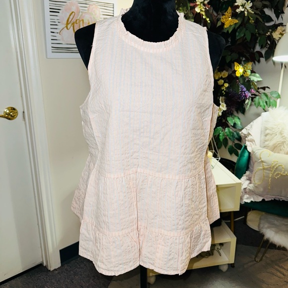 Universal Thread Striped Seersucker Peplum Cotton Tank - NWT - Picture 3 of 11